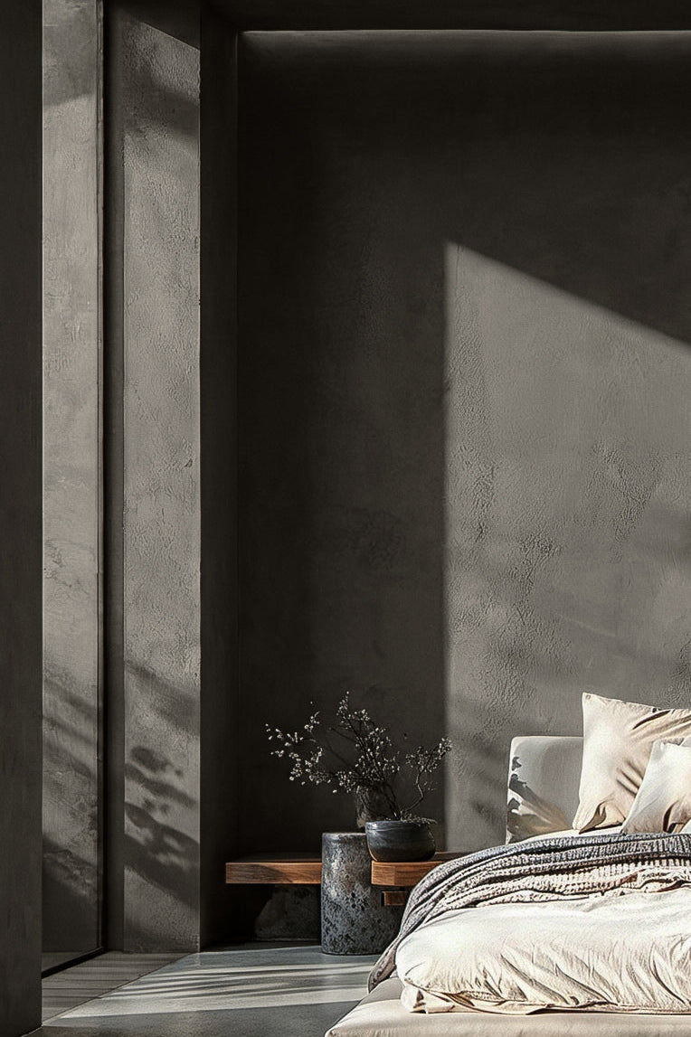 Beige Limewash paint in neutral tone, showcasing limewash.com’s Limewash Noir product with a smooth, matte finish.