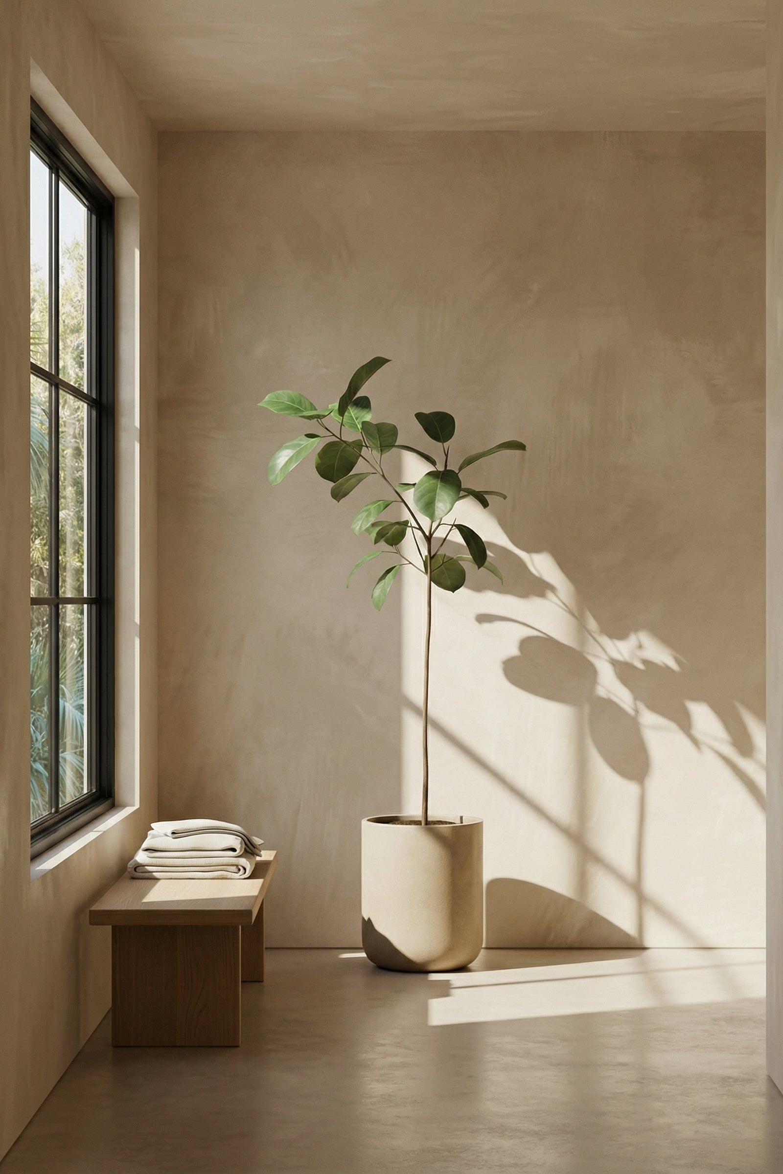 Neutral grounded limewsh walls with yellow beige undertone