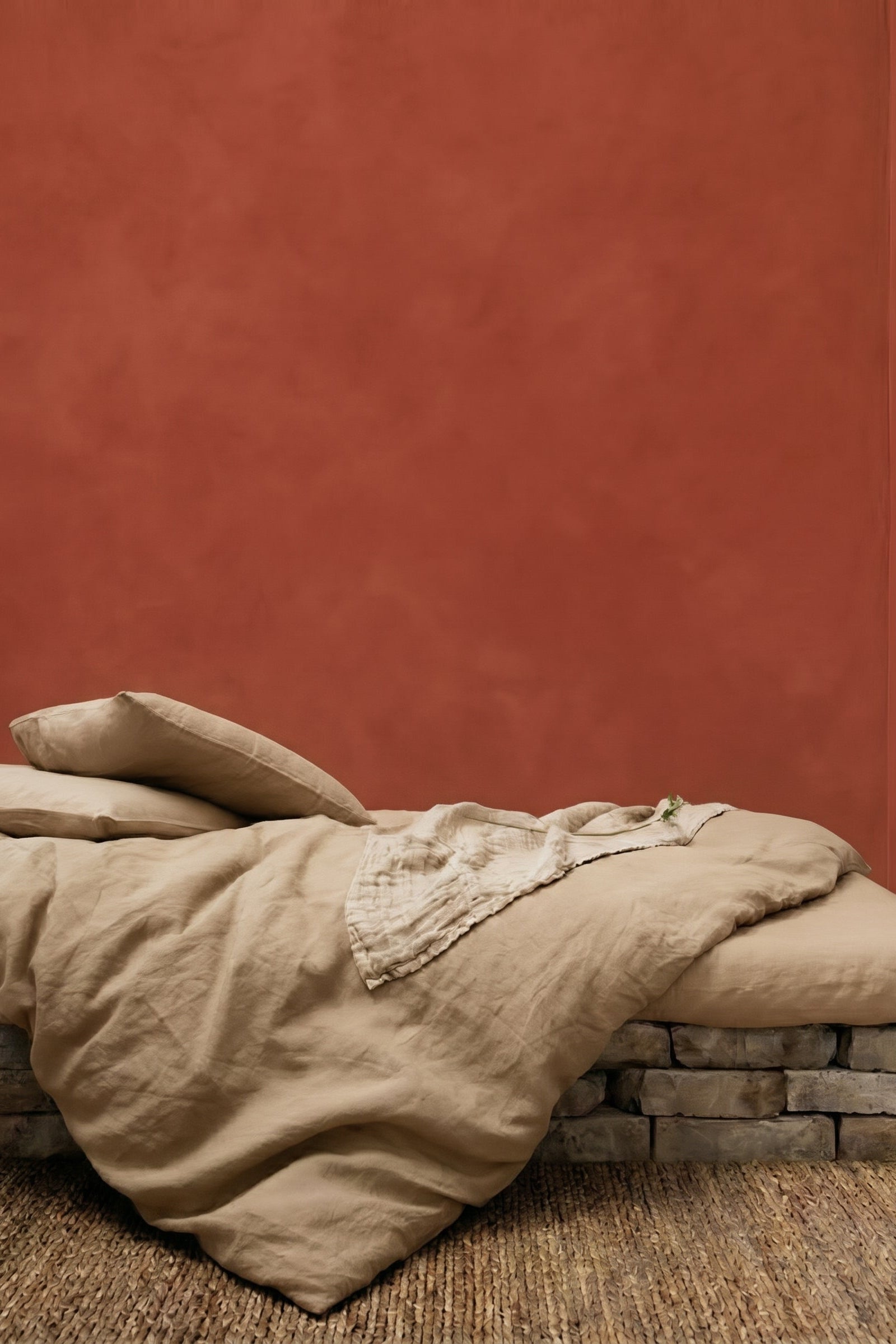 Red dark orange limewash walls