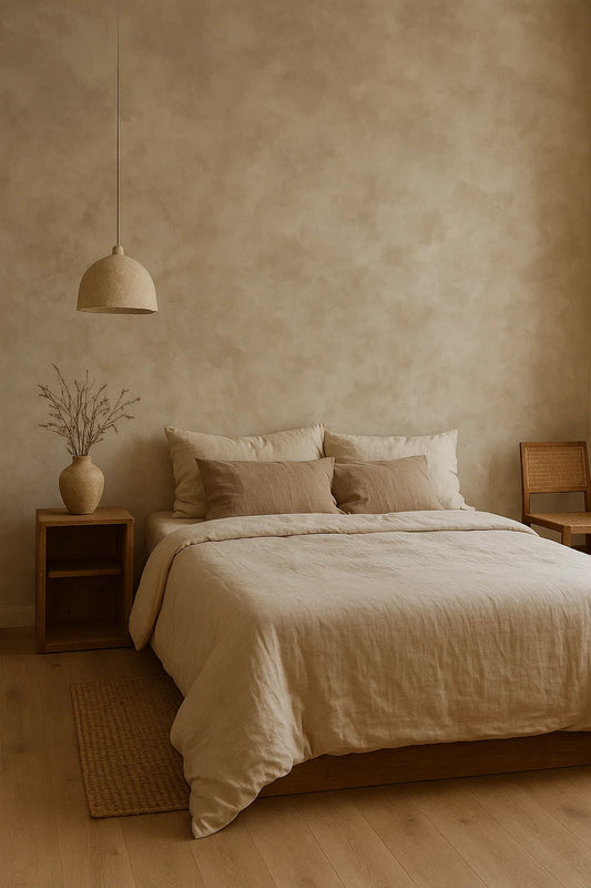 Light Brown Limewash Paint Bedroom