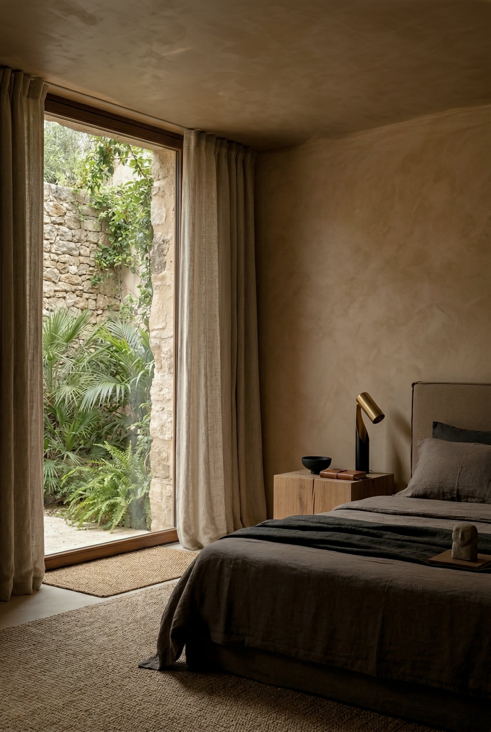 Beige Bauwerk limewash paint in a neutral shade, showcasing the textured brown sugar color for walls and surfaces.