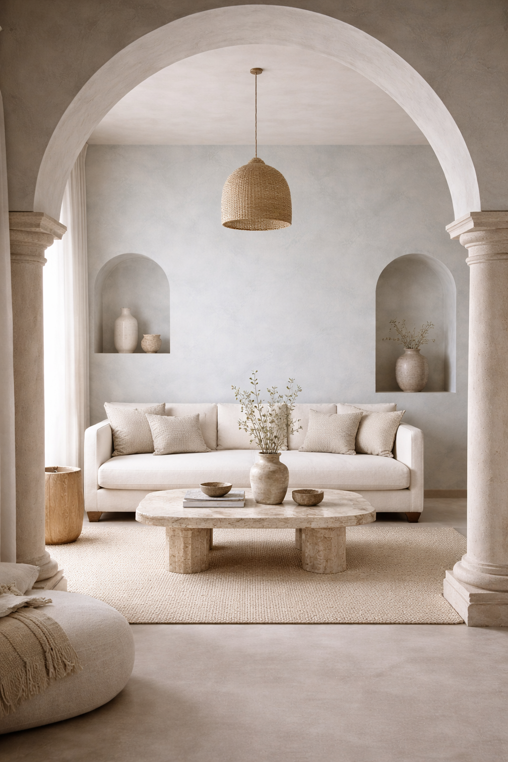 Grey and green limewash paint called Glacial Mist, neutral limewash finish from Limewash.com, shown in a textured paint application.