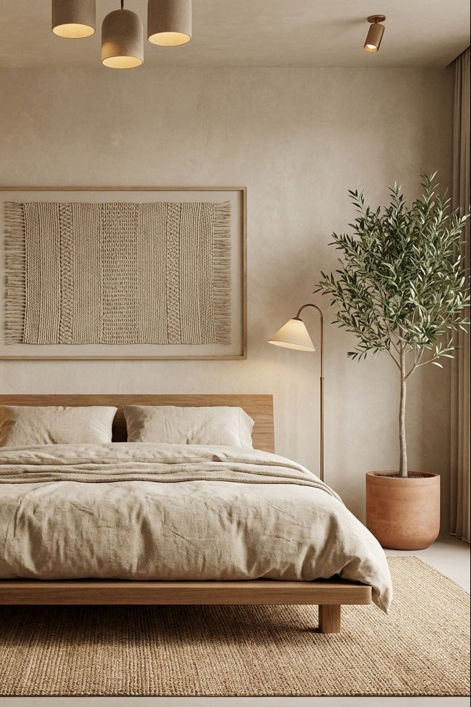Beige  Limewash paint in Moroccan Eve shade, showcasing a smooth limewash finish on a wall surface.