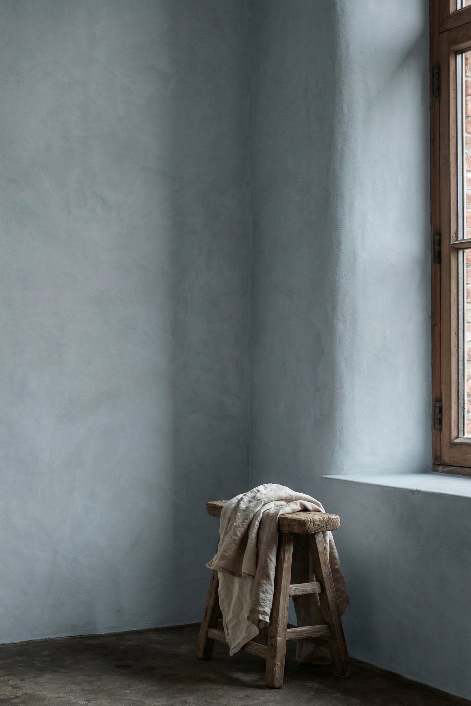 blue limewash walls with beige undertones 